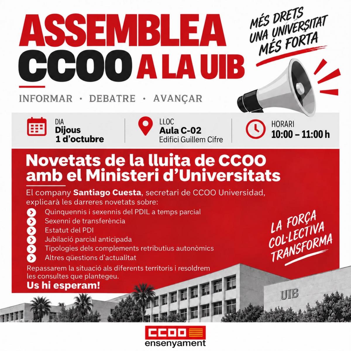 Assemblea a la UIB, 1 d'octubre